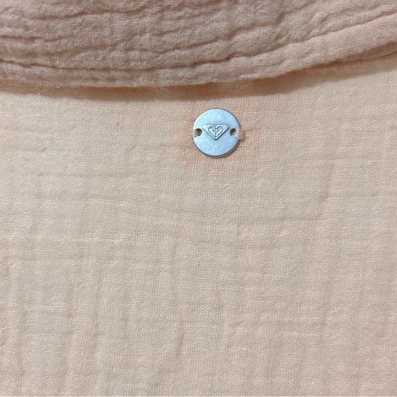 Roxy Women's Morning Time Gauze Linen Pink Button-Up Shirt Sz Large - Picture 10 of 12